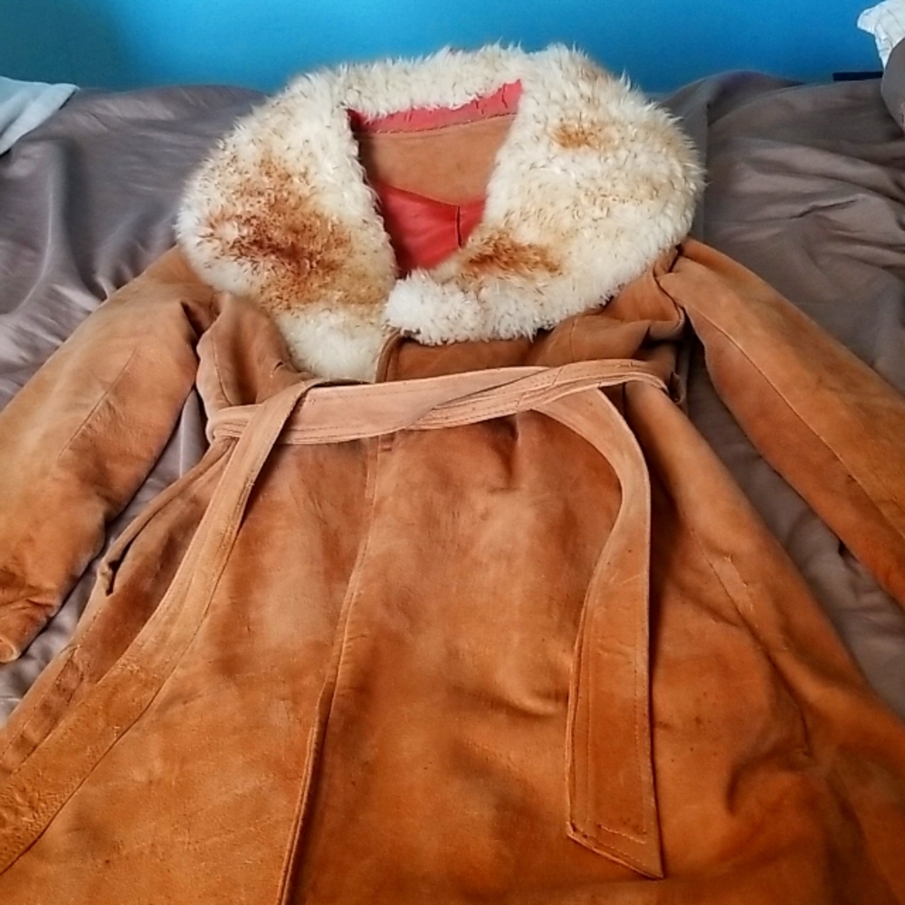 Calf length Suede and Lamb pelt coat
